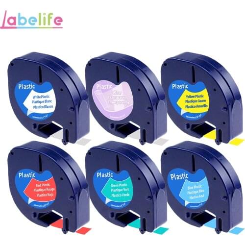 Labelife 6pcs 91201 Compatible with Dymo Letratag Label Tape Black on White label maker Ribbons 91330 for label Printer LT-100H
