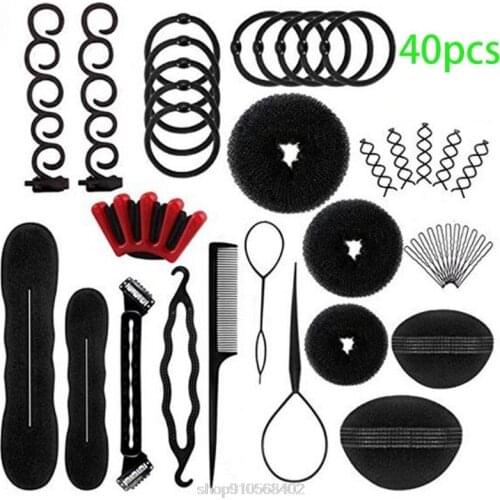 40Pcs/Set DIY Hair Styling Accessories Kit Magic Bun Maker Hairpins Ties Modelling Hairdress Braid Tools N16 20 Dropshipping