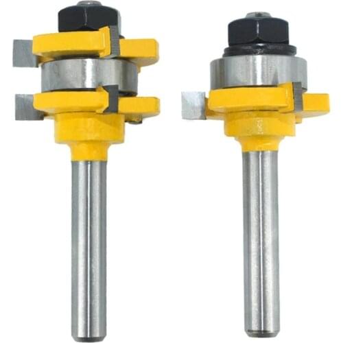 2 Pcs Router Bits W/ 8mm Shank Joint Assemble Tongue & Groove T-Slot Milling Cutter Wood Cutter Tools Accessories