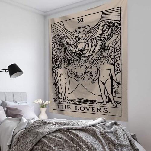 Witchcraft Tarot Card Print Tapestry Wall Hanging Living Room Decorative Witch Tapestry Home Decor Polyester Blanket
