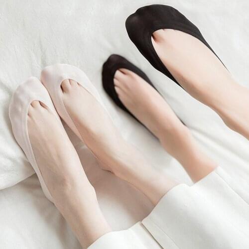 Ice silk boat socks silicone non-slip spring and summer seamless cotton bottom cute socksshallow mouth invisible socks female