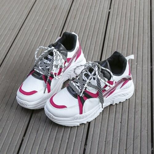 New Womens Chunky Platform Sneakers 5CM Height Increase PU Top Stylish Street Walking Shoes Urban Colorful Female Gym Trainers