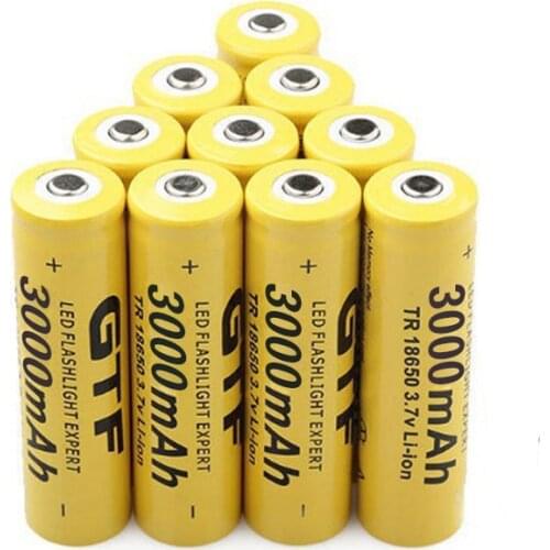 New 18650 Battery GTF 3.7V 3000mah 18650 Lithium Rechargeable Battery for Flashlight Torch LED Light Toys Batteries High Quality