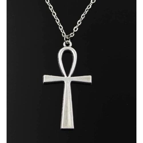 Simple Classic Fashion Cross Egyptian Ankh Life Symbol Antique Silver Color Pendant Short Long Chain Necklaces Jewelry For Women