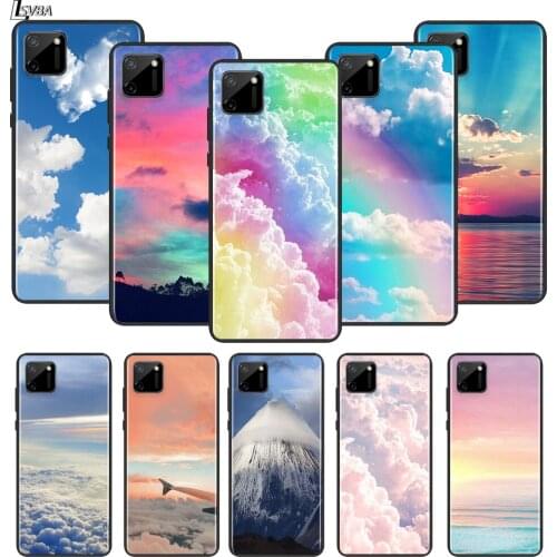 Romantic pink clouds sky art For OPPO Realme Narzo 20 C2/3/11/12/15/17 X2 X3 X7 XT X50 Q2i V3 V5 V15 Pro Black Phone Case