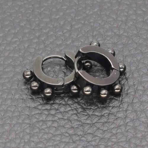 Earring Women Small Ball Ear Buckle Aesthetic Gifts for Woman Accessories Black Earring Stainless Steel Earrings Clip on Jewelry