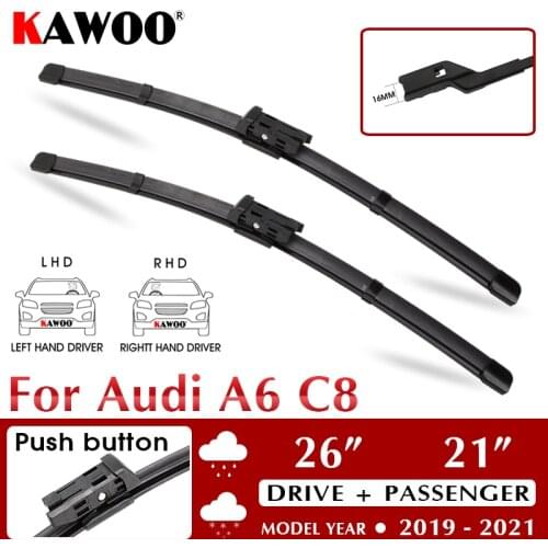 KAWOO Car Wiper Blade Windshield Windscreen Front Window Accessories 26"+21" For Audi A6 C8 2019 2020 2021 Fit Push Button Arms