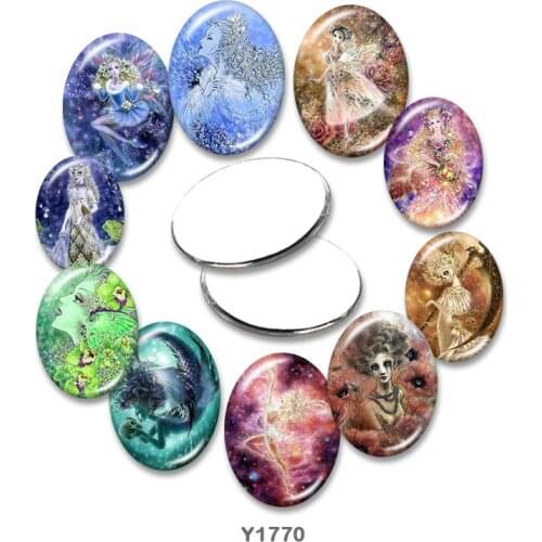 Fairy Oval glass cabochon 13x18mm/18x25mm/30x40mm flat back Making findings TRY1770