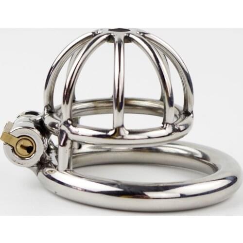 Super Small Stainless Steel Male Chastity Device 45cm Cock Cage With Penis Ring Penis Lock Sex Toys For Men Chastity Belt