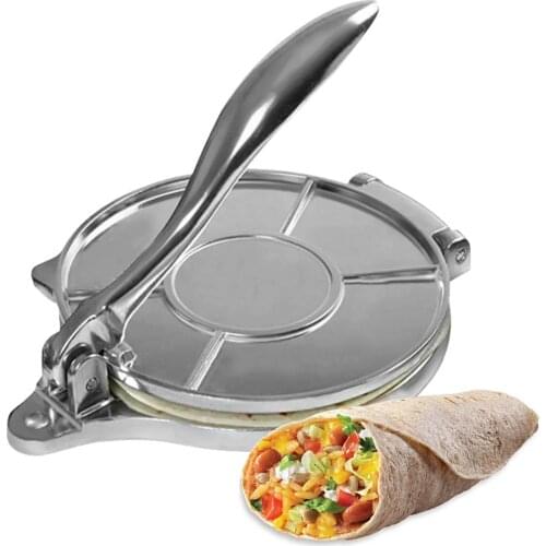 Tortilla Maker Press Heavy Aluminium Meat Press Foldable Gadgets Bakeware Kitchen Accessories Tools Pie Tools Silver