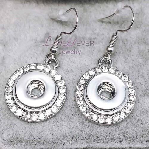 High quality 01 Hot Sale Rhinestones 12mm Snaps Button Earring For Women Charms White K Plated Design Snaps Earrings Jewelry