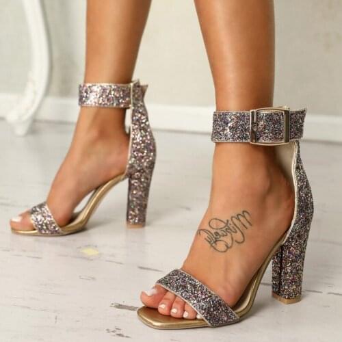 Women Sandals High Heels Summer Slides Open Toe Buckle Sexy Party Shoes Fashion Pumps Sandalia Feminina Plus Size 2021 New