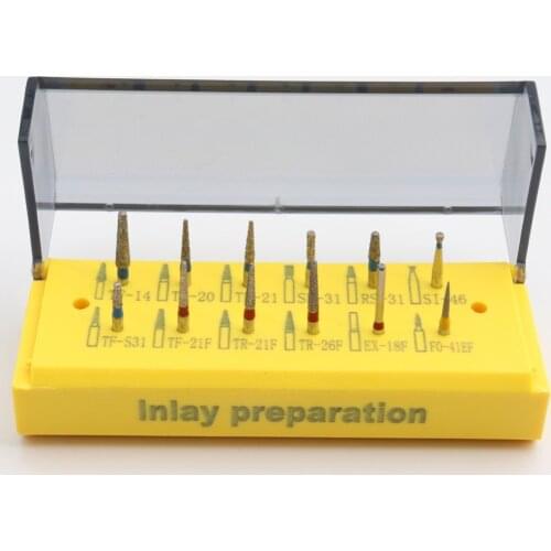 1 Kit(12pcs) Dental Inlay Preparation Dental Diamond Burs Drill Kit Dental Burs Dentists Professional