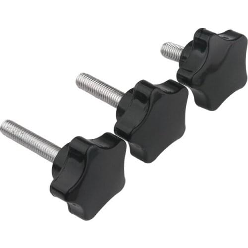 1pcs M8 x 50mm 32# Thread Replacement Star Hand Knob Bakelite Hand Tighten Screw Tightening Screw Black Head diameter 32mm