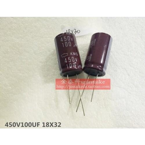 2020 hot sale 10pcs/30pcs 450V100UF NIPPON electrolytic capacitors 18X32 KMG series of brown 105 degrees spot free shipping