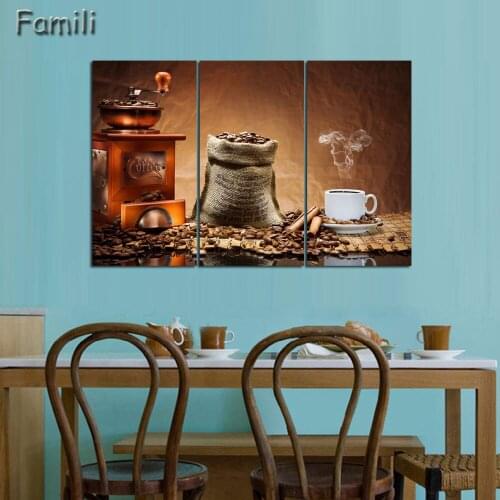 3Pcs Coffee Canvas Painting Poster Wall Pictures For Living Room Print On Canvas Wall Decor Painting(No Frame) HD Print Painting