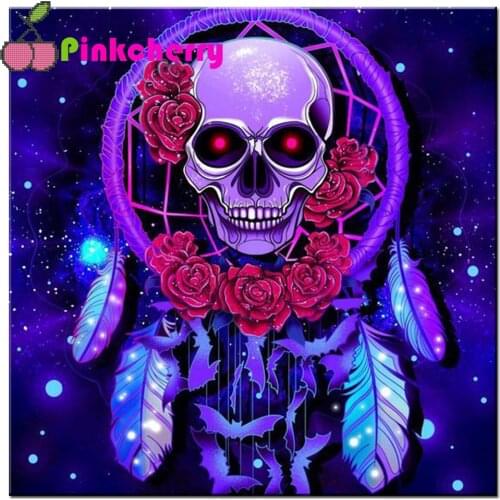Skull 5d Diy diamond painting full drill feather diamond embroidery mosaic painting diamond stitch Halloween gift k1092