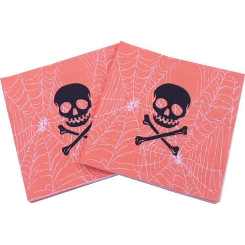 33*33cm 20pcs/lot Happy Halloween Skull Colored Printed Napkin Paper Towel Face Towel Happy Halloween Party Bar Decoration