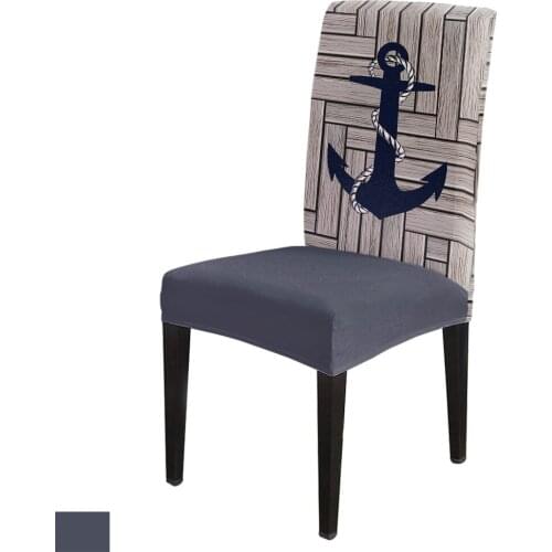 Wood Texture Marine Anchor Printed Chair Cover for Dining Room Table Cover Chair Covers Chairs for Kitchen Tablecloth Home Decor