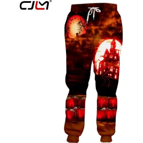 CJLM Mens New Creative Street Clothing 3D Printed Funny Castle Halloween Big Size Man 6XL Sweatpants