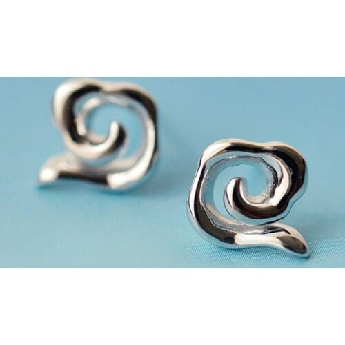 Hainon Cute Mini Stud Earrings For Girls Female Silver Color Flower Stud Earrings Minimalist Jewelry Earrings Christmas Gifts