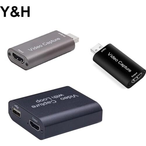 4K Loop Audio Video Capture Card 1080P HDMI Recording Box Mic USB 3.0 2.0 Game Live Streaming Plate for Switch PS4 DVD HD Camera