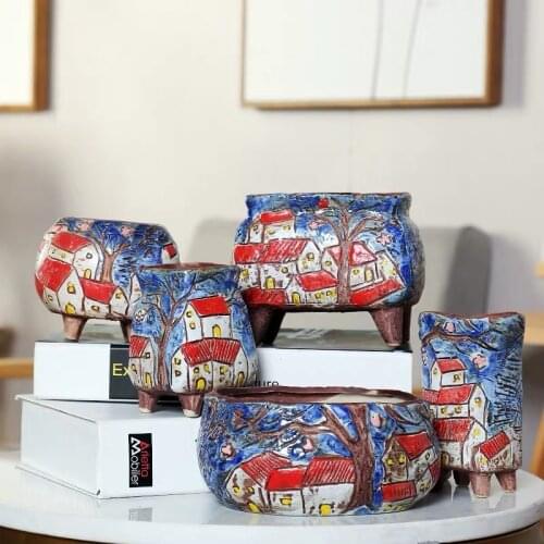 Korean House suculentas ceramic pot plant maceta casa home decor flower pot succulent donica ogrodowa office desk decoration