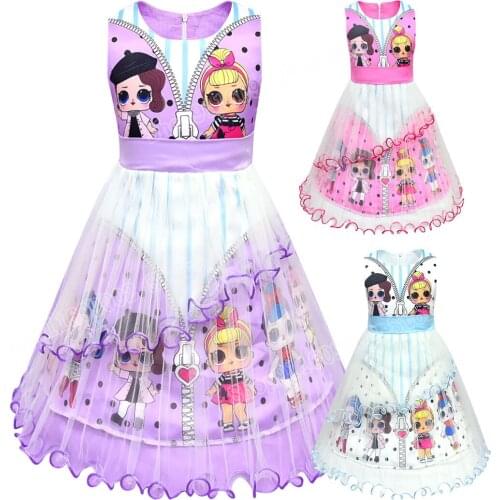LOL Surprise Doll Girl Pettiskirt Girl High-end Princess Dress Net Yarn Children Dress Holiday Dress for Girls Birthday Gifts