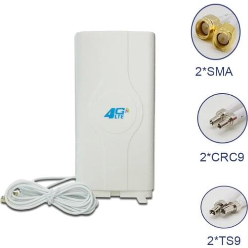 LTE Antenna 3g 4g Mobile Antenna 700~2600mhz 88dbi 2* SMA/2* CRC9/2* TS9 Male Connector Booster Mimo Panel Antenna+2 Meters