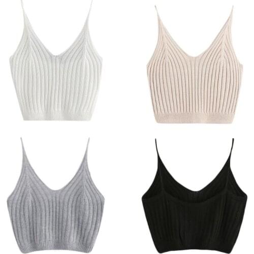 Fashion Women Summer Basic Tops Sexy Strappy Sleeveless Racerback Crop Top 2020 Female Casual Solid Color Ribbed Knit Short Vest