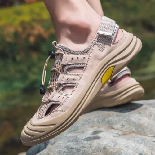 Men Fashion hollow slippers new sandal flops for shoes mesh sandels blade men 2020 home slide running sports fashion sport work