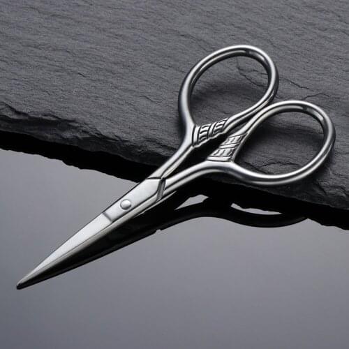 Stainless Steel Mustache Trimming Shear Men Beard Scissors for Facial Body (Silver)