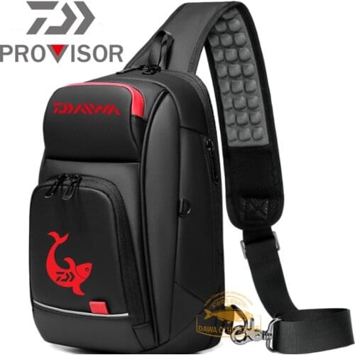 2021 DAIWA Fishing Backpack Mens New Sports One-shoulder Messenger Bag Water-repellent Storage USB Interface Chest Bag