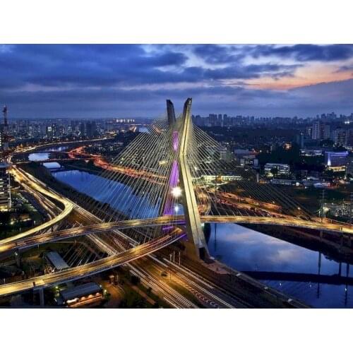 CHENISTORY City Bridge Painting By Number On Canvas Frame DIY Kits Paint For Adults Picture Drawing Coloring By Number Decor Art