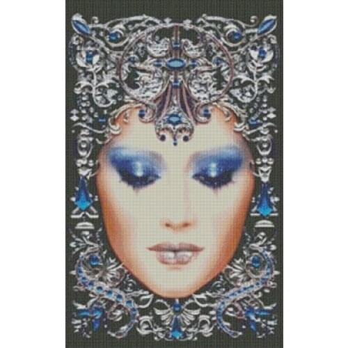 Needlework,Blue Fashion Art beauty 14CT Counted embroidery,DIY Cross stitch kits, people Pattern Cross-Stitching home decor