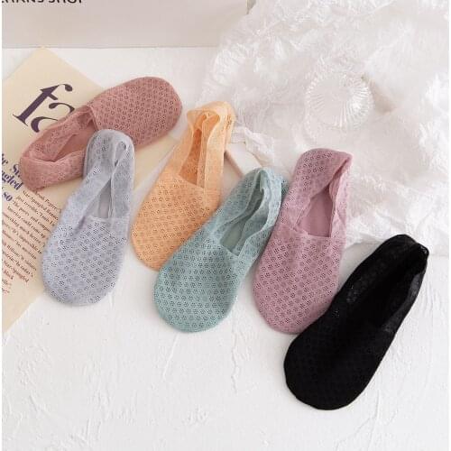 Summer Fashion Women Socks Ultra-thin Transparent Silicone Non-slip No Show Socks Hollow Out Breathable Female Socks Slippers