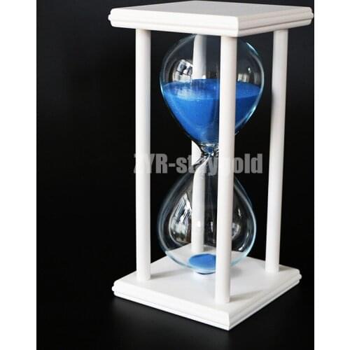 New 60 Minutes Sandglass Timer Hourglass Quality Home Decoration Wood Frame 20cm Sand Clock Wedding Party Glass Gift