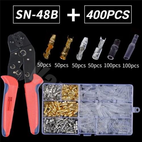 400/600PCS Silver/Gold Bullet Crimp Terminals With Insulating Sleeves Motorcycle Crimp Electrical Wire Connectors SN48B Crimping