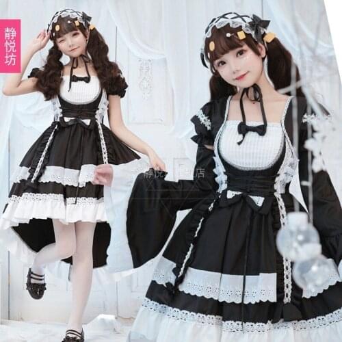 Original Black and White Maid Costume Cosplay Dress Lady Lolita Goth Tuxedo Maid Outfit Goth Clothes Women Punk Gothic