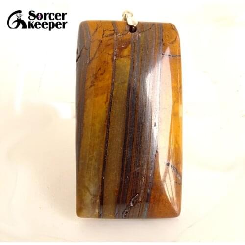 Collares Pendant Necklace Natural Sunset Jaspers Stone Gem Men Jewelry Leather Necklace & Pendant New Fashion Bijoux Women KS050