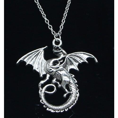 New Fashion Necklace 43x46mm magical winged dragon mythology Pendants Short Long Women Men Colar Gift Jewelry Choker