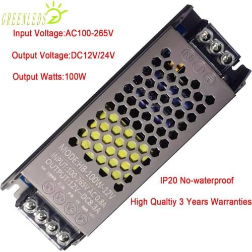 LED Power Suppliers 100w Output DC12V or 24V Input Voltage 100-265V Pure Copper Mute with High Qualtiy 3 Years Warranties