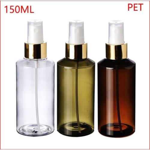 150ML Green/Clean/Brown flat shoulder PET empty plastic bottle w mist spray pump makeup container cosmetic Refillable Bottles