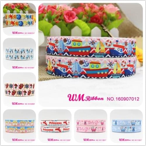 Q&N ribbon 7/8inch 22mm boat sails printed grosgrain ribbon for Wedding Christmas Party Decorations DIY Bow Craft Ribbons Card