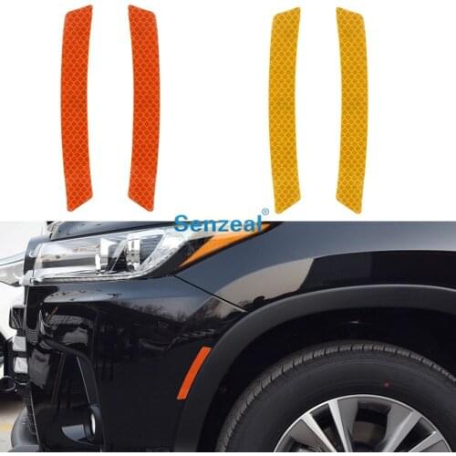 Senzeal 2pcs Car Bumper Wheel Eyebrow Rim Safety Warning Reflective Strip Car Light Reflector Protective Sticker Scratch Paster
