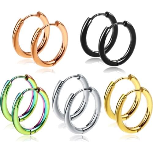 1 Pair Stainless Steel Earrings Ear Buckle Round Korean Mens European and American Street Punk Fashion Fine Jewelry