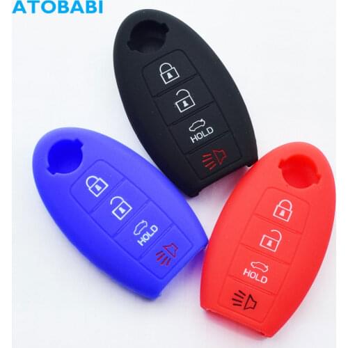 ATOBABI Silicone Car Key Cases For Nissan Altima Maxima Murano Rogue Sentra 370z Pathfinder Infiniti Smart Remote Control Cover