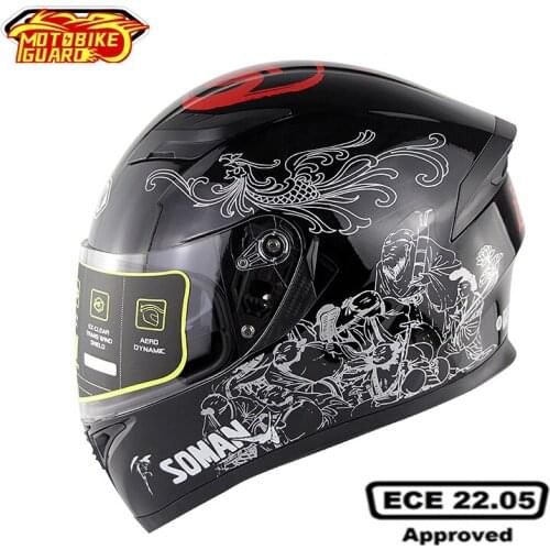SOMAN Motorcycle Dual Lens Full Face Helmet Flip Up Racing Safe Motorbike Helmets Motorcross Racing Helmet