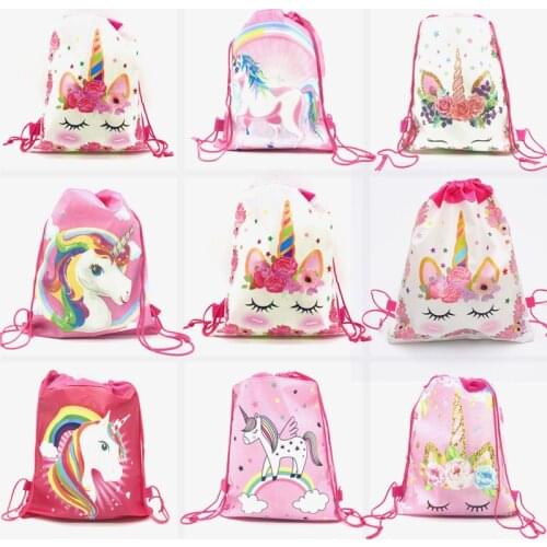 Unicorn Drawstring bag for Girls Travel Storage Package Cartoon School Backpacks Children Birthday Party Favors