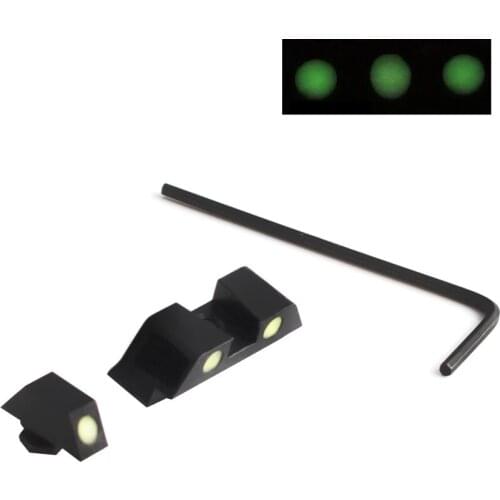 Tactical Green Fiber Dot Sight Glow in the Dark Front Rear Night Sight for Pistol Handgun Glock 17,19,22,23,24,26,27,33,34,35